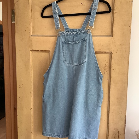 Denim Pocket Pinafore Mini Dress - Picture 1 of 8